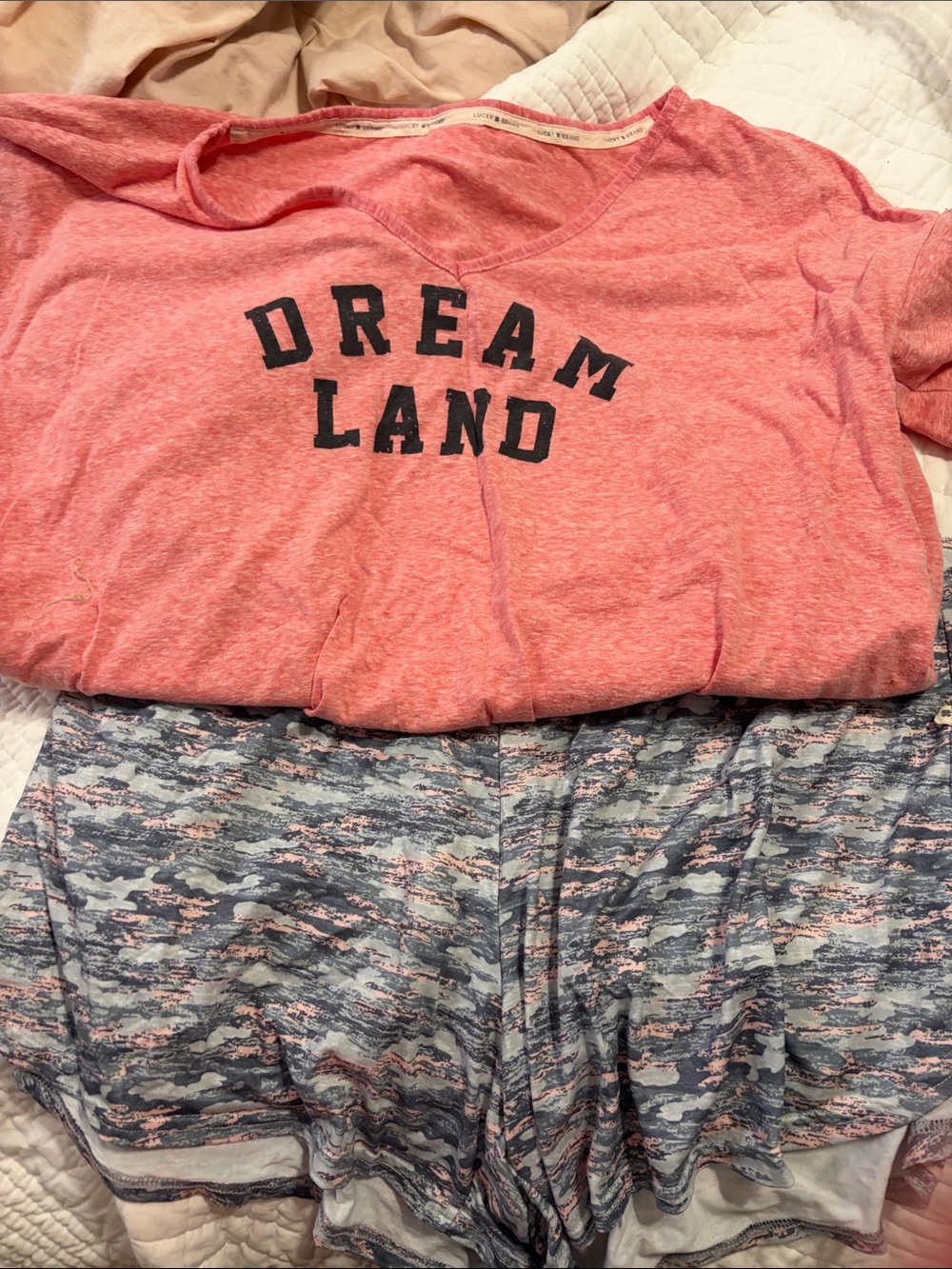 Lucky Brand Light Blue and Pink Striped Lounge Shorts